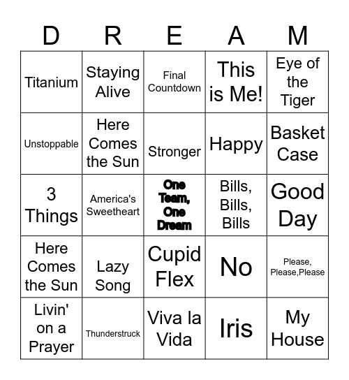 Musical Bingo Card