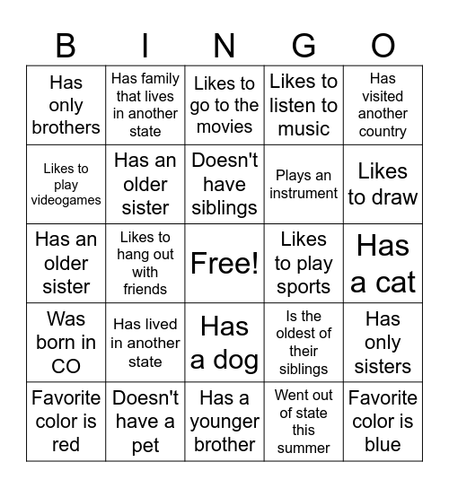 Find Someone Who Bingo Card