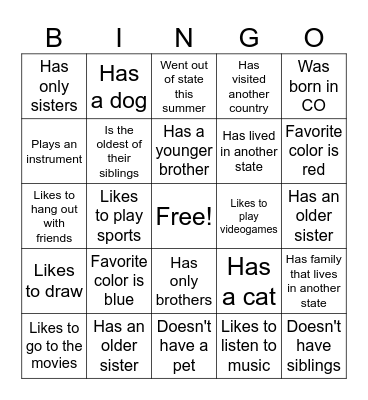 Find Someone Who Bingo Card