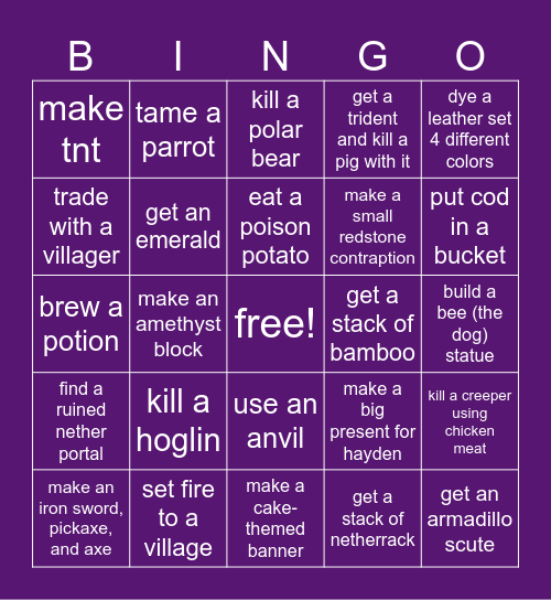 mc bingo for luke! Bingo Card