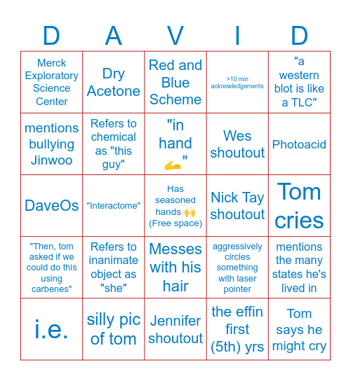 Davids Bingo Card