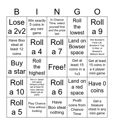 Mario Party Bingo Card