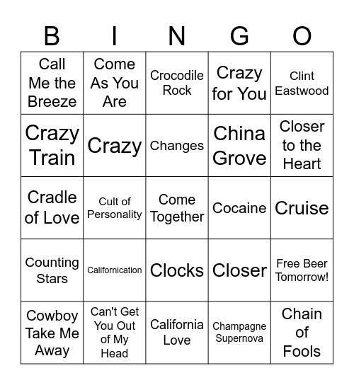 z'C' is for Cookie Bingo Card