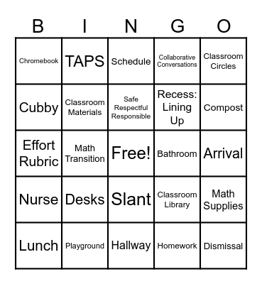 Kloefkorn Expectations! Bingo Card