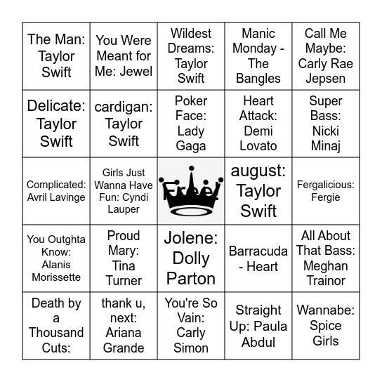 ♕ Who Run the World ♕ Bingo Card