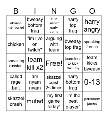 Bweasy CS2 Bingo Card