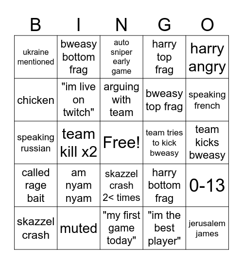 Bweasy CS2 Bingo Card