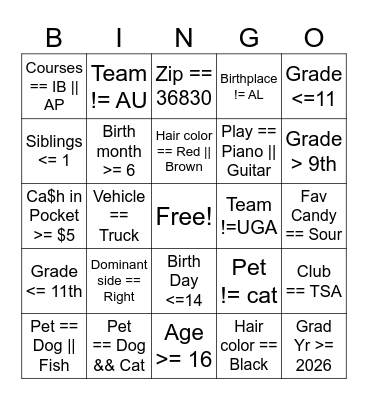 CS Boolean Bingo Card