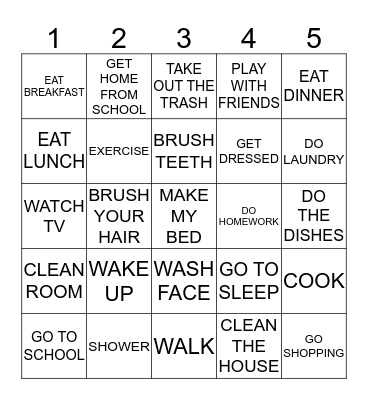 DAILY ROUTINE BINGO Card