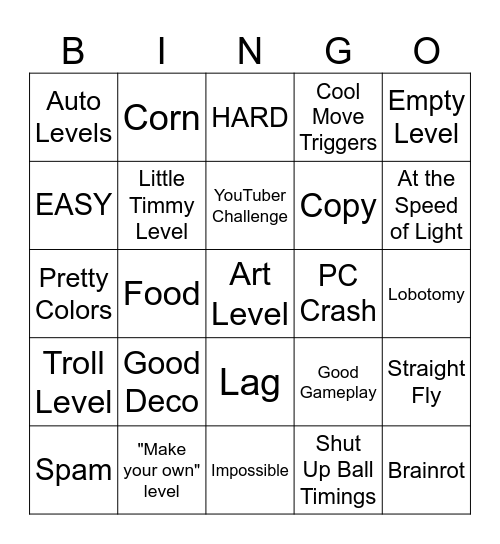 Recent Tab Bingo Card