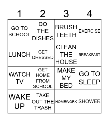 DAILY ROUTINE BINGO Card