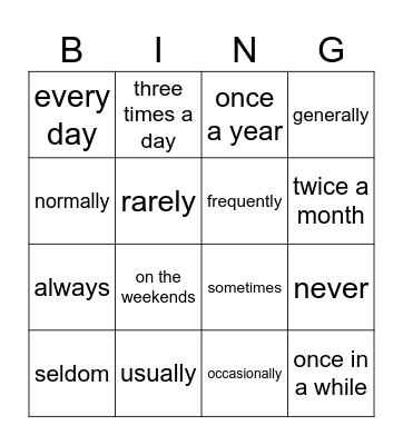 How Often? Bingo Card