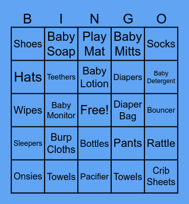 Baby Gift Bing0 Bingo Card