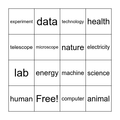 Science and Technology BINGO Card