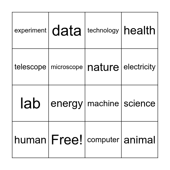 Science and Technology BINGO Card