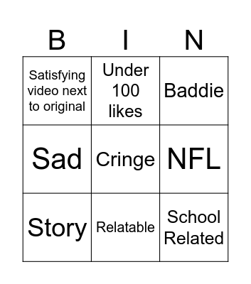 TikTok Bingo Card
