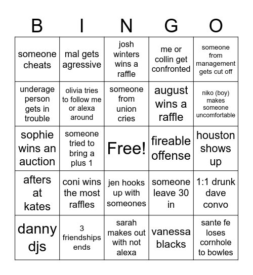 Summer party bingo Card