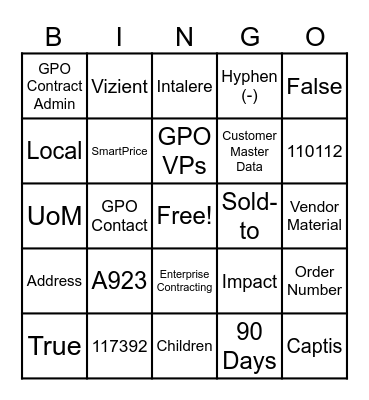 Eligibility BINGO Card