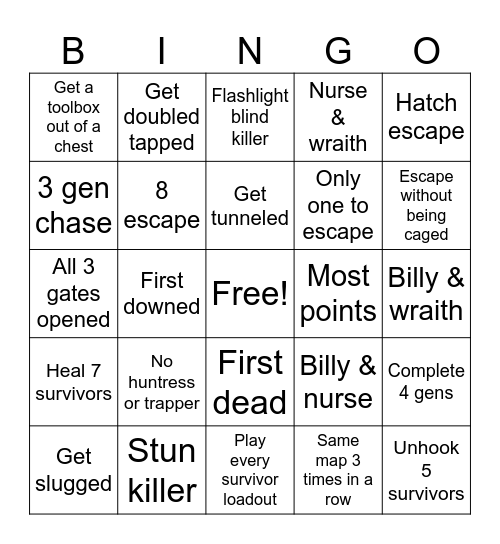 2v8 Bingo Card