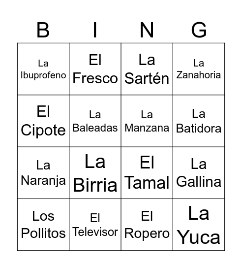 BINGUS Bingo Card