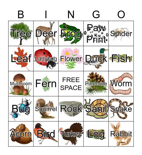 Nature Bingo Card