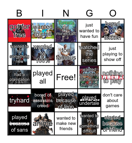 Video Games Bingo Card