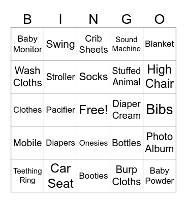 Baby Bingo Card