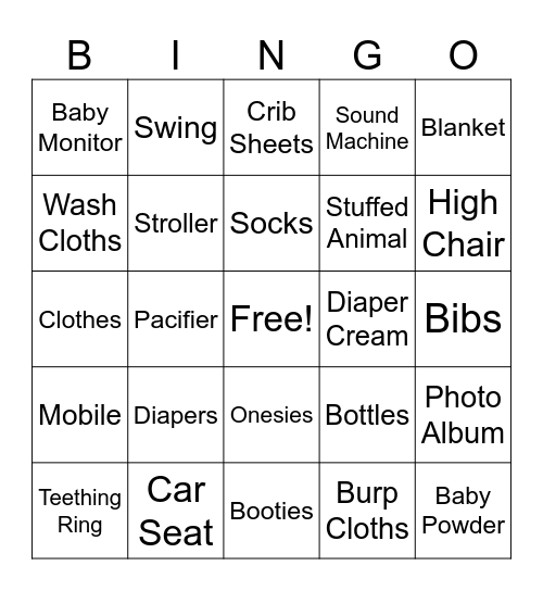 Baby Bingo Card