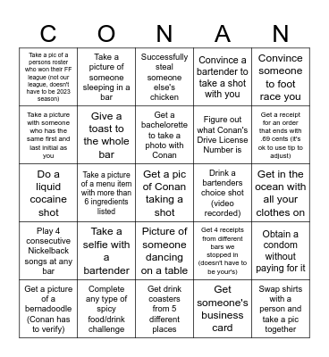 Bronanza Bingo Card