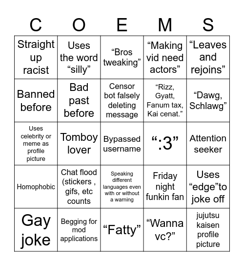 Untitled Bingo Card