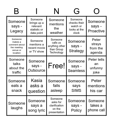 GT Bingo Card