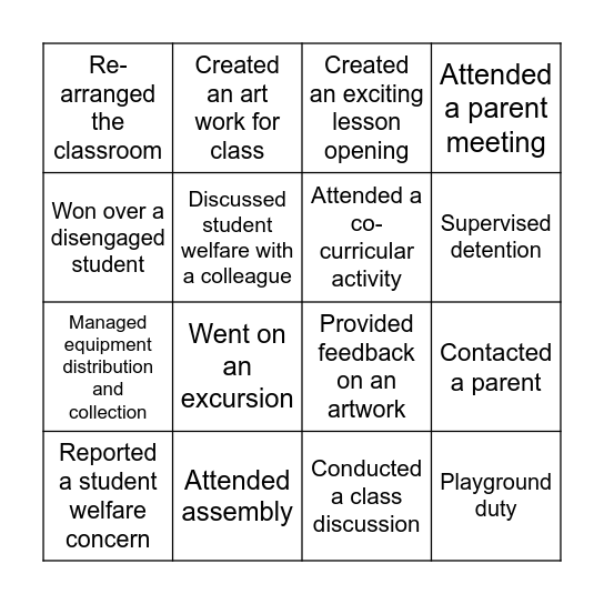 PEX Bingo Card