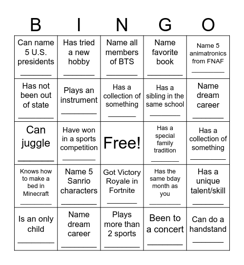 Bingo Card