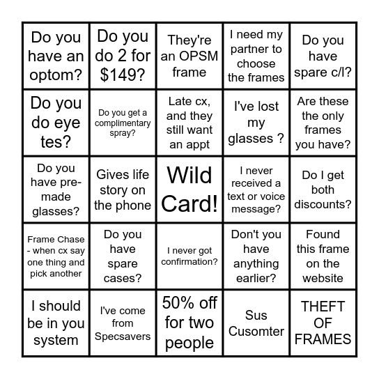 OPSM Bingo Card