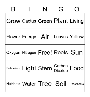 Life of Plants Bingo Card