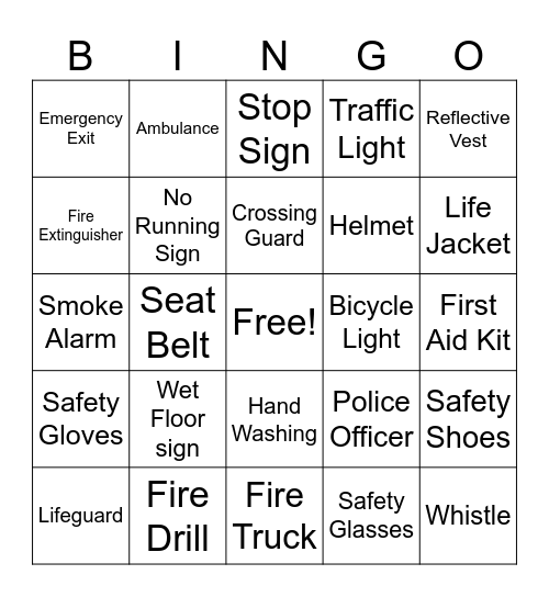 Safety Precaution Bingo Card