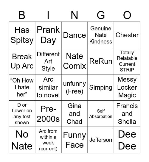 BN Randumb Bingo Card