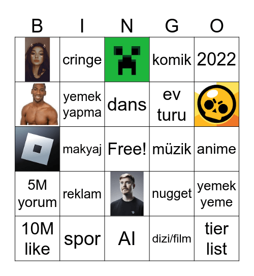 YOUTUBE SHORTS Bingo Card