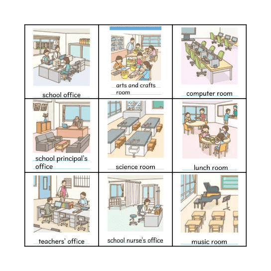 School Rooms Bingo Card