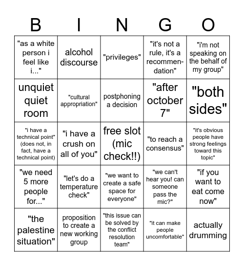 TNM bingo Card