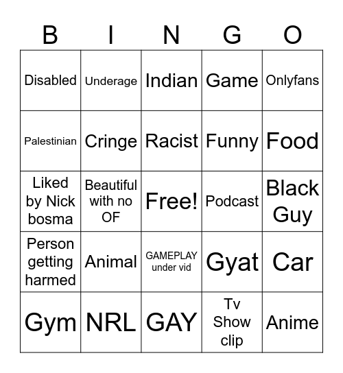 Instagram Reels Bingo Card