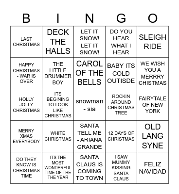 CHRISTMAS SONG Bingo Card