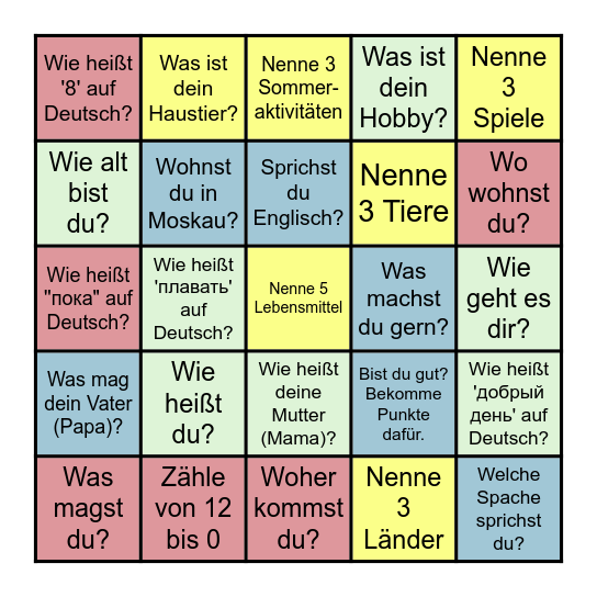 Wiederholung Bingo Card