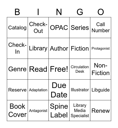 ETMS Library Bingo Card