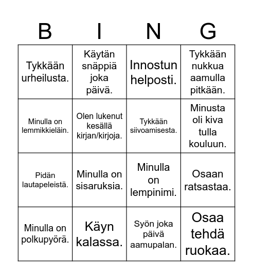 Tutustutaan Bingo Card