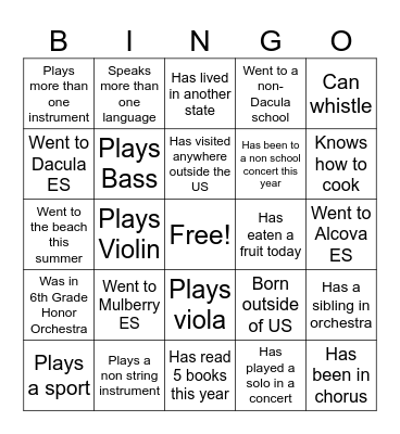 DHSO Bingo Card
