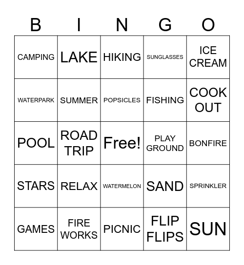 Summer Bingo Card