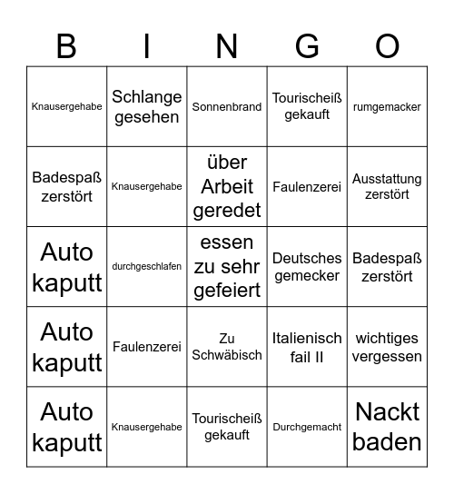 Bingo Italiano Bingo Card