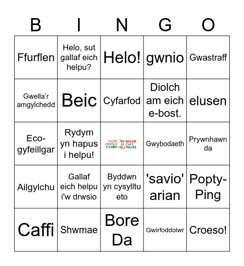 Repair Cafe Wales Bingo Card