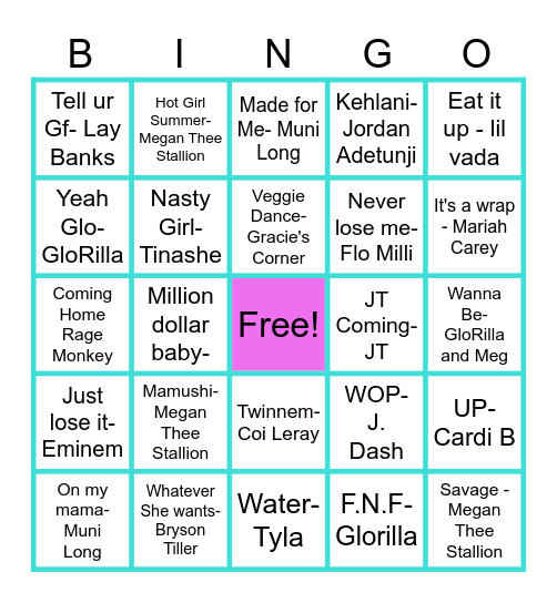 Tik Tok Bingo Card